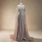 Zapdress Dubai Purple Mermaid Cape Sleeves Beaded Long Evening Dress 2025 For Formal Occasion DLA71992 Customized (ZD17372)