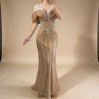 Zapdress Customized Gold Mermaid Evening Dress 2026 Luxury Beaded Party Gowns for Women DLA73142A (ZD17363)