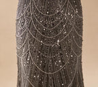 Zapdress Green Square Collar Long Sleeve Mermaid Pearls Beaded Evening Party Gown Overskirt Dress DLA72032N Customized (ZD17342)