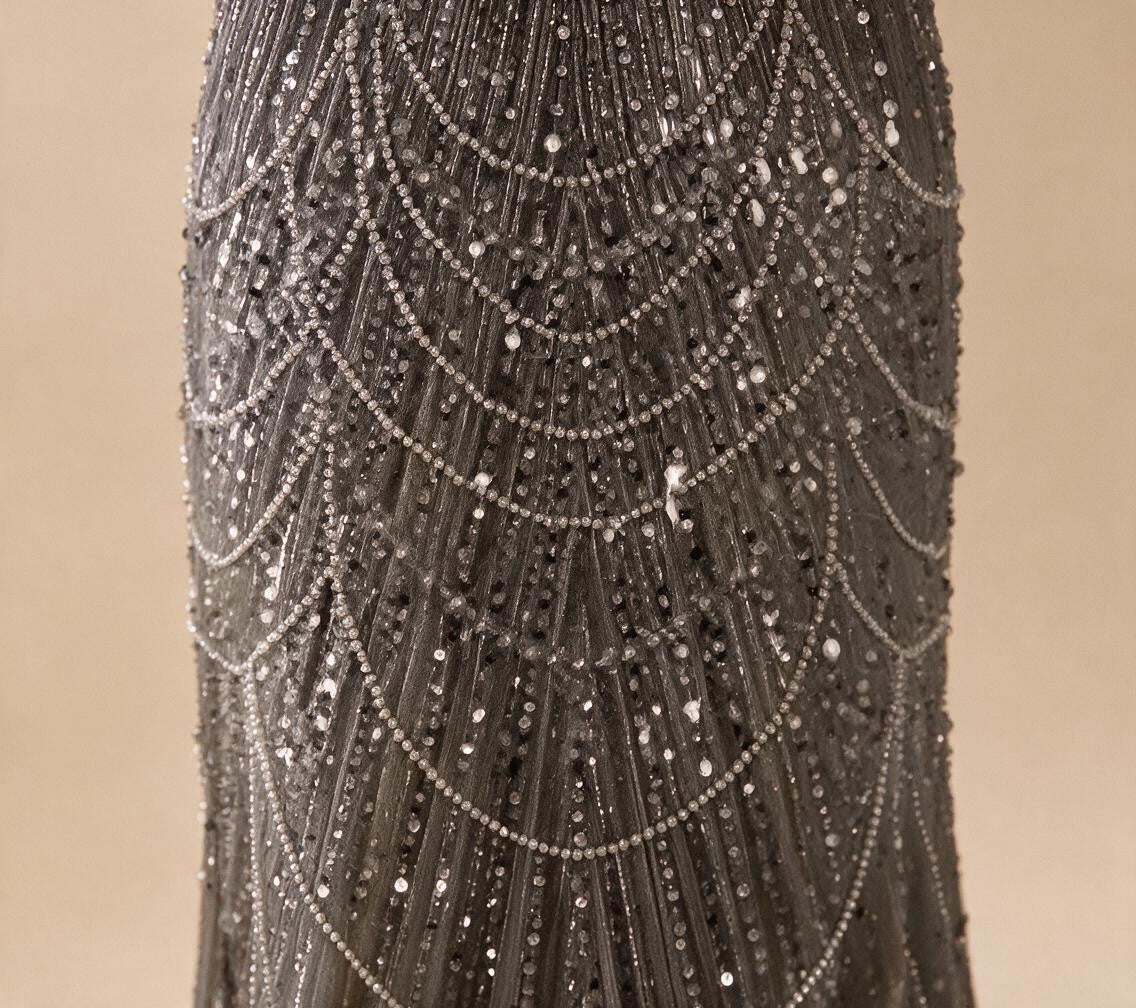 Zapdress Green Square Collar Long Sleeve Mermaid Pearls Beaded Evening Party Gown Overskirt Dress DLA72032N Customized (ZD17342)