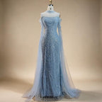 Zapdress Dubai Purple Mermaid Cape Sleeves Beaded Long Evening Dress 2025 For Formal Occasion DLA71992 Customized (ZD17372)