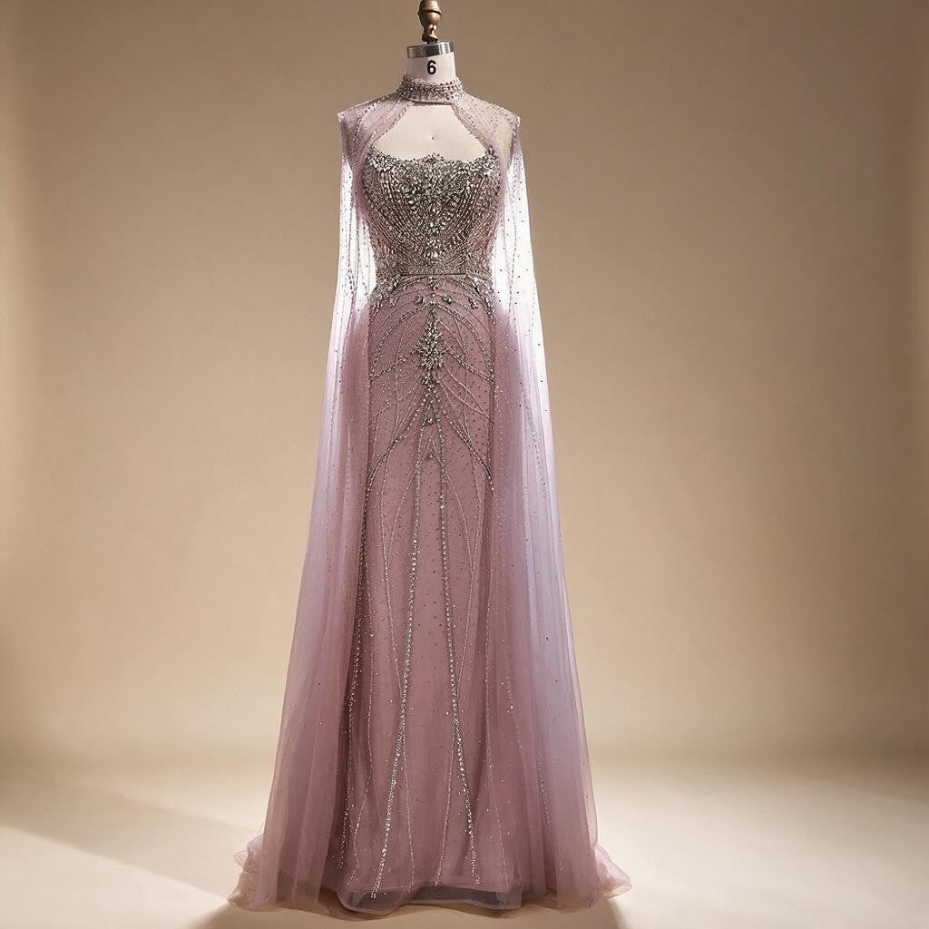 Zapdress 2025 Pink Strapless Mermaid Beaded Evening Dress with Cape Wedding Party Gowns for Women DLA73195 Customized (ZD17274)