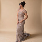 Zapdress Blue Mermaid Beaded Evening Dresses with Detachable Sleeves Elegant Party Gowns for Women DLA72714 Customized (ZD17361)