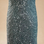 Zapdress Green Square Collar Long Sleeve Mermaid Pearls Beaded Evening Party Gown Overskirt Dress DLA72032N Customized (ZD17342)