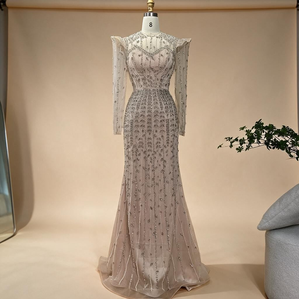 Zapdress 2025 Pink Luxury Mermaid Pearls Beaded Dubai Evening Dress Gown for Formal Events DLA72826 Customized (ZD17381)
