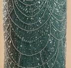 Zapdress Green Square Collar Long Sleeve Mermaid Pearls Beaded Evening Party Gown Overskirt Dress DLA72032N Customized (ZD17342)