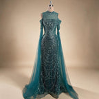 Zapdress Dubai Purple Mermaid Cape Sleeves Beaded Long Evening Dress 2025 For Formal Occasion DLA71992 Customized (ZD17372)