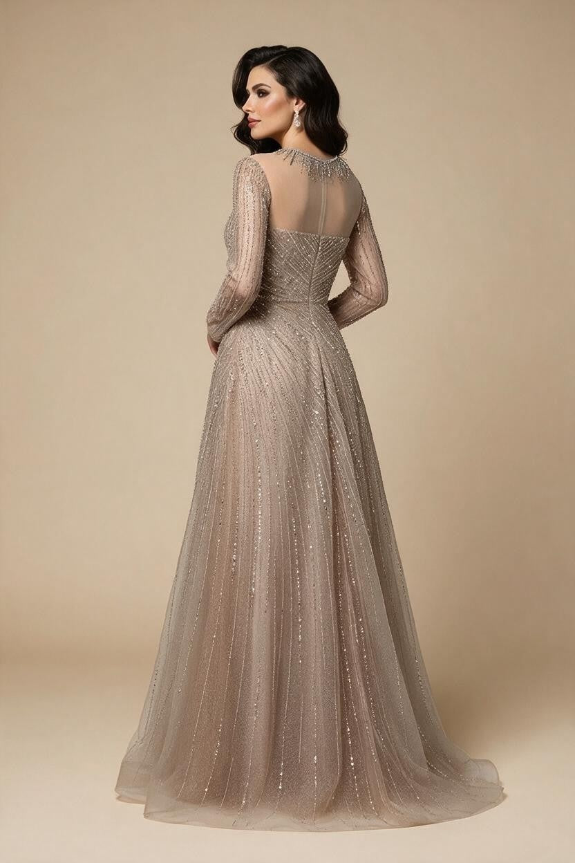 Zapdress Custoomized Caramel Evening Prom Dress 2026 Elegant Long Sleeves A-Line Arabic Muslim Formal Party Gown DLA72563A (ZD17181)