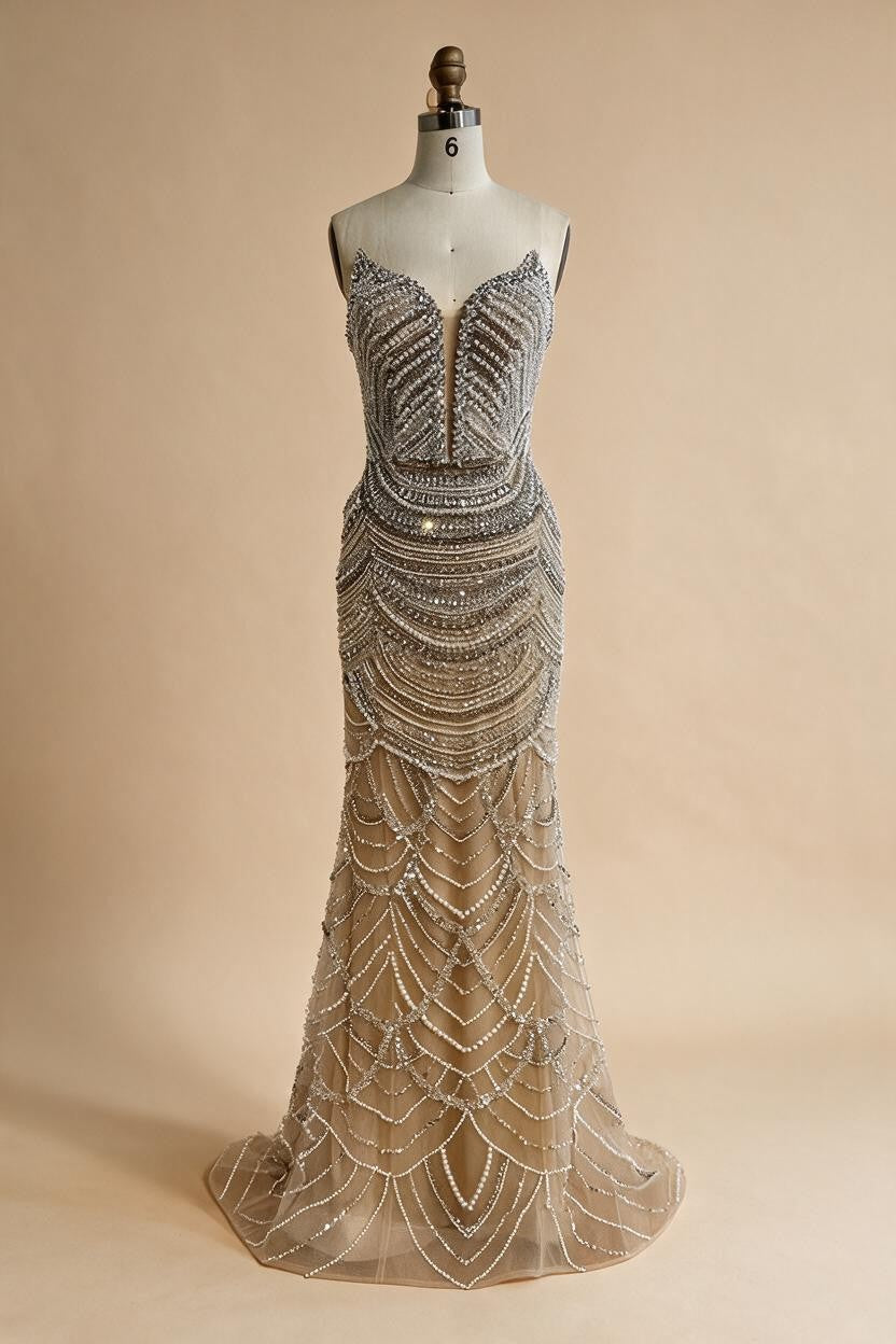 Zapdress Mermaid Beaded Pearls Evening Gala Dresses 2026 High End Strapless Party Gowns Robe De Soiree DLA72900 Customized (ZD17219)