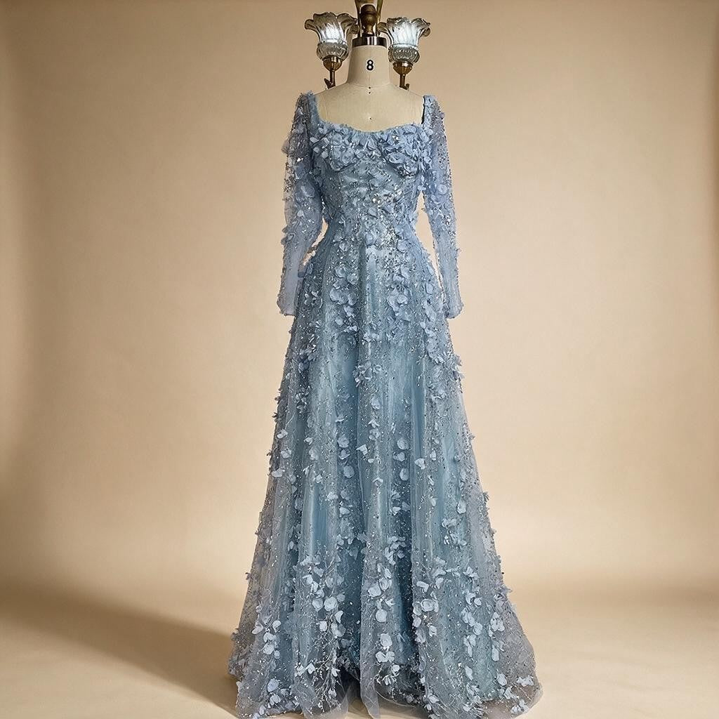 2025 Dubai Gray Lace-Up A-Line Elegant Appliques Elegant Beaded Evening Dresses For Women Wedding Party DLA72657 Customized (ZD17220)