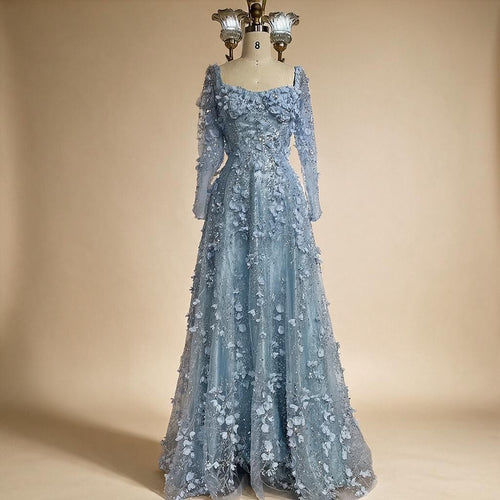 2025 Dubai Gray Lace-Up A-Line Elegant Appliques Elegant Beaded Evening Dresses For Women Wedding Party DLA72657 Customized (ZD17220)