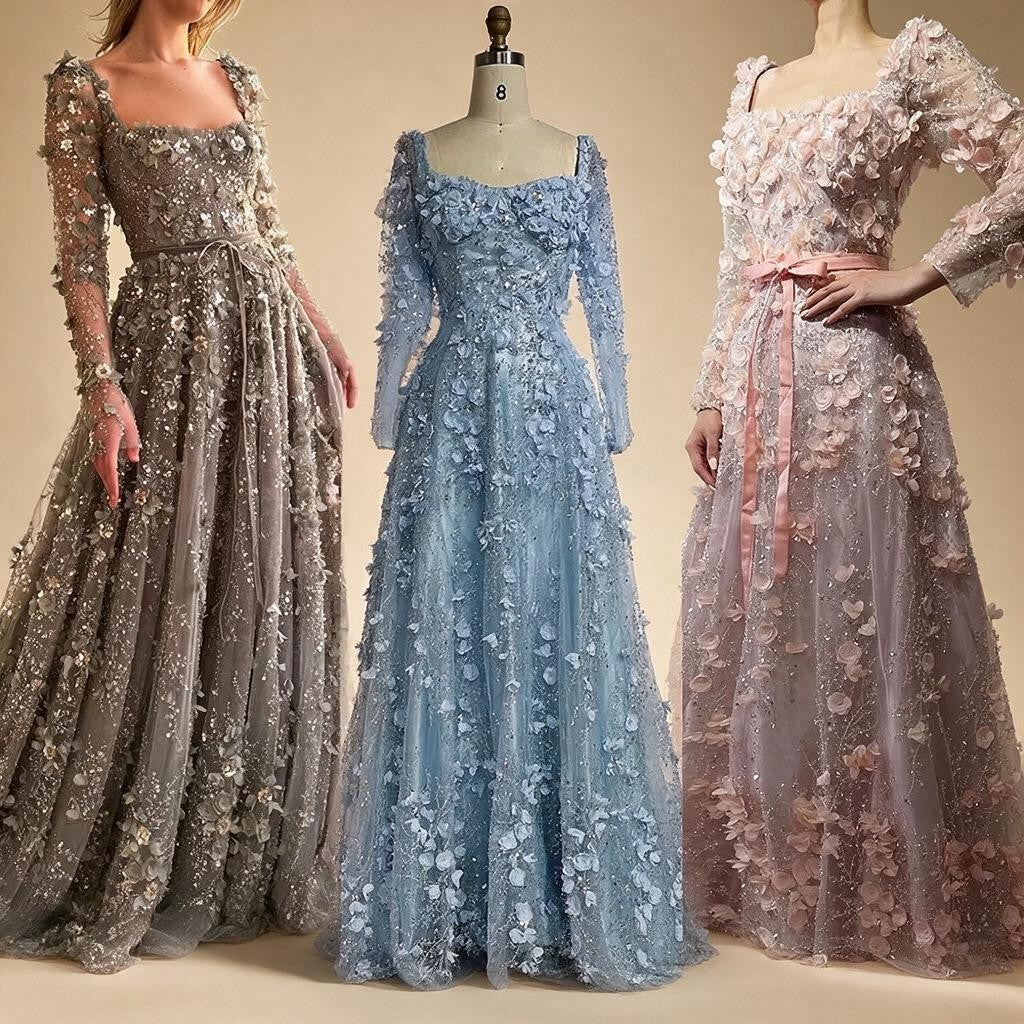 2025 Dubai Gray Lace-Up A-Line Elegant Appliques Elegant Beaded Evening Dresses For Women Wedding Party DLA72657 Customized (ZD17220)