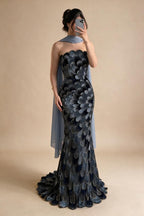 Zapdress 2026 Black Strapless Mermaid Evening Dress with Scarf Elegant Formal Party Gowns for Women DLA73607 Customizedf (ZD17227)
