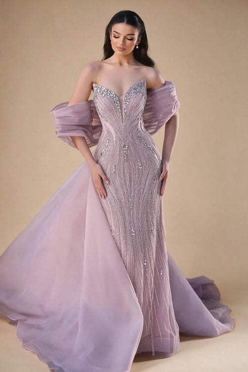 Zapdress Pink 2025 Mermaid Beaded Evening Dresses with Cape Wedding Party Gowns for Women DLA73061 Customized (ZD17230)