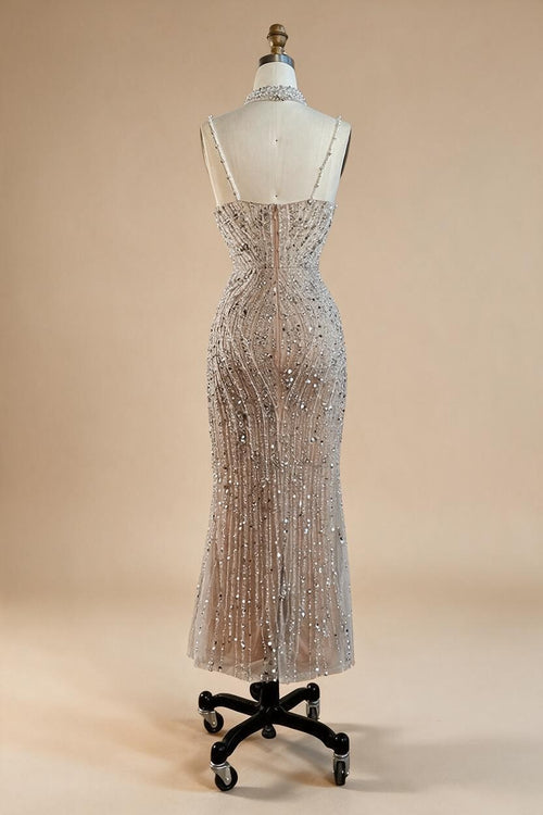 Zapdress Nude Mermaid Beaded Evening Dresses 2025 Ankle Length Party Gowns for Women DLA72047D Customized (ZD17245)