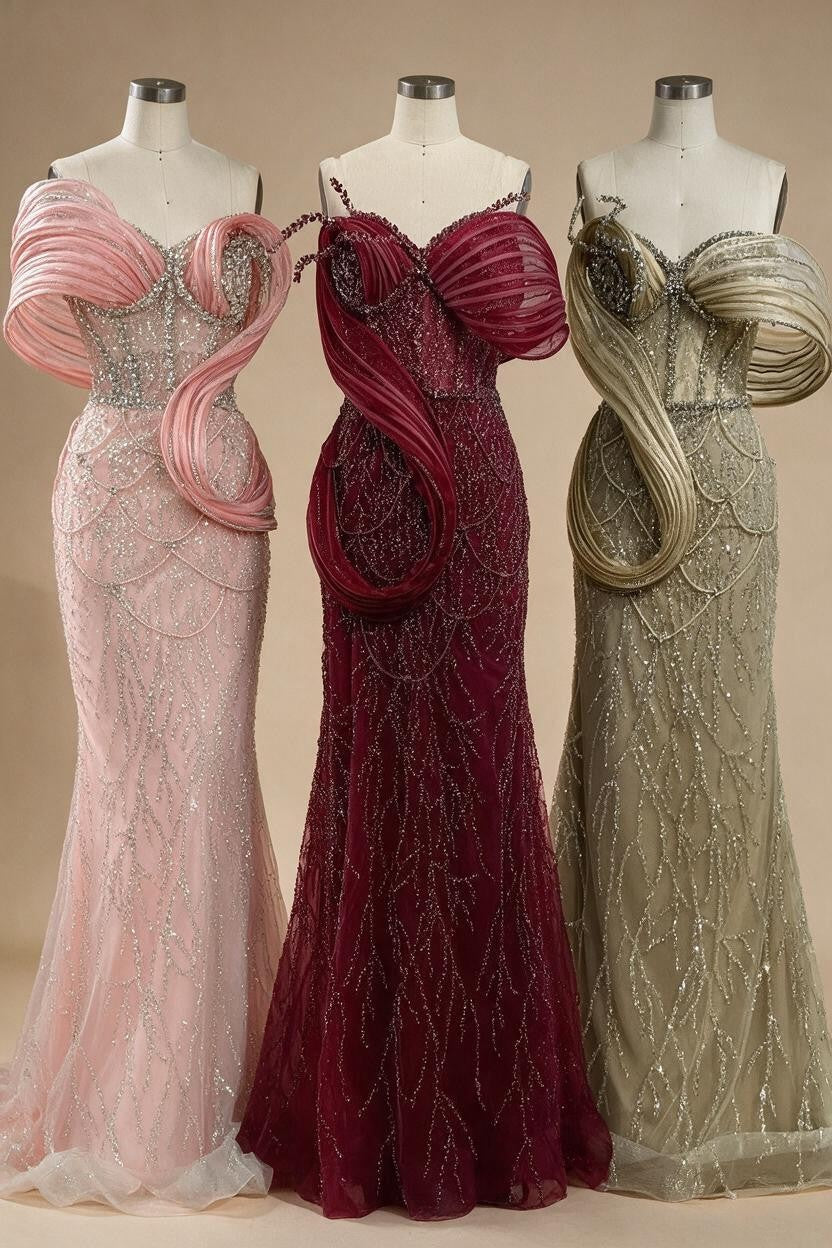 Zapdress Wine Red Mermaid One Shoulder Beaded Cut Out Evening Dresses Classic Party Gowns for Women DLA72455 Customized (ZD17246)