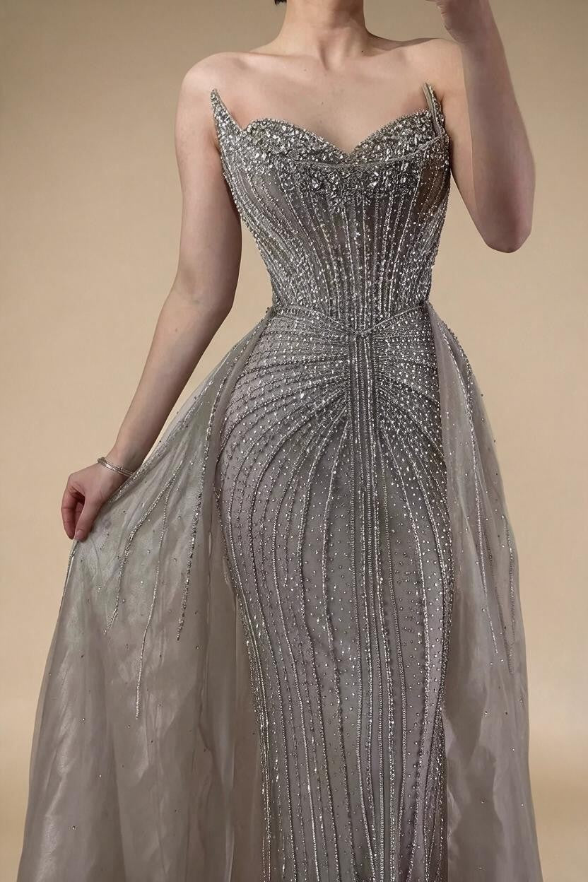 Zapdress Caramel Beaded Tulle Evening Dress Strapless Sweetheart Formal Party Gown with Over-skirt DLA72811D Customized (ZD17282)