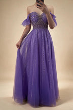 Zapdress Purple Sleeveless A-Line Beaded Evening Prom Dresses 2025 Elegant Party Gowns for Women DLA72324 Customized rts (ZD17319)