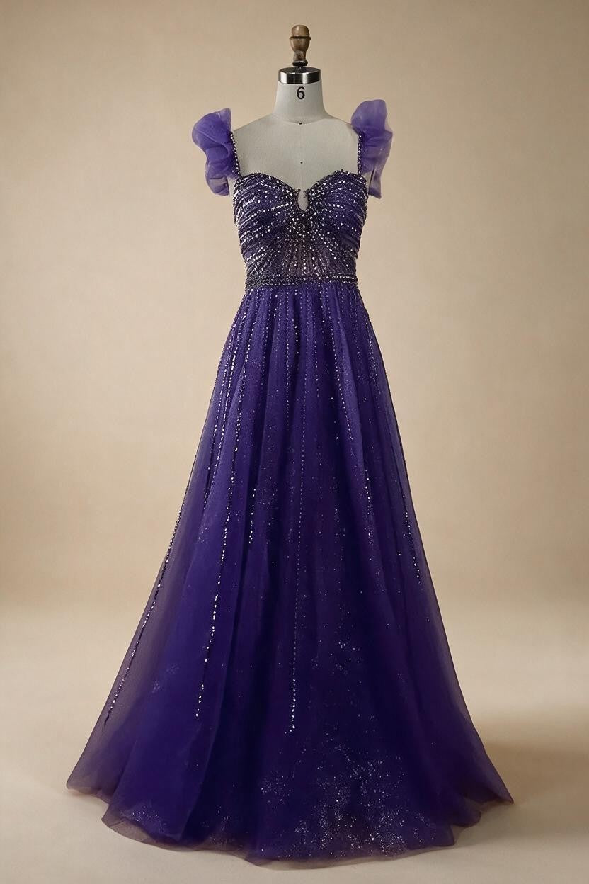 Zapdress Purple Sleeveless A-Line Beaded Evening Prom Dresses 2025 Elegant Party Gowns for Women DLA72324 Customized rts (ZD17319)