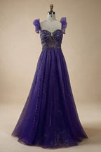 Zapdress Purple Sleeveless A-Line Beaded Evening Prom Dresses 2025 Elegant Party Gowns for Women DLA72324 Customized rts (ZD17319)