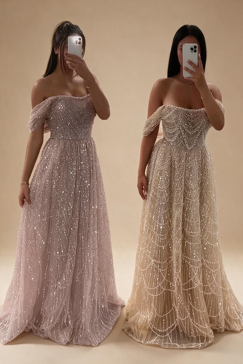 Zapdress 2025 Customized Dubai Olive Green A Line Off Shoulder Evening Dresses With Pearl Beaded Design For Party DLA72738A (ZD17321)