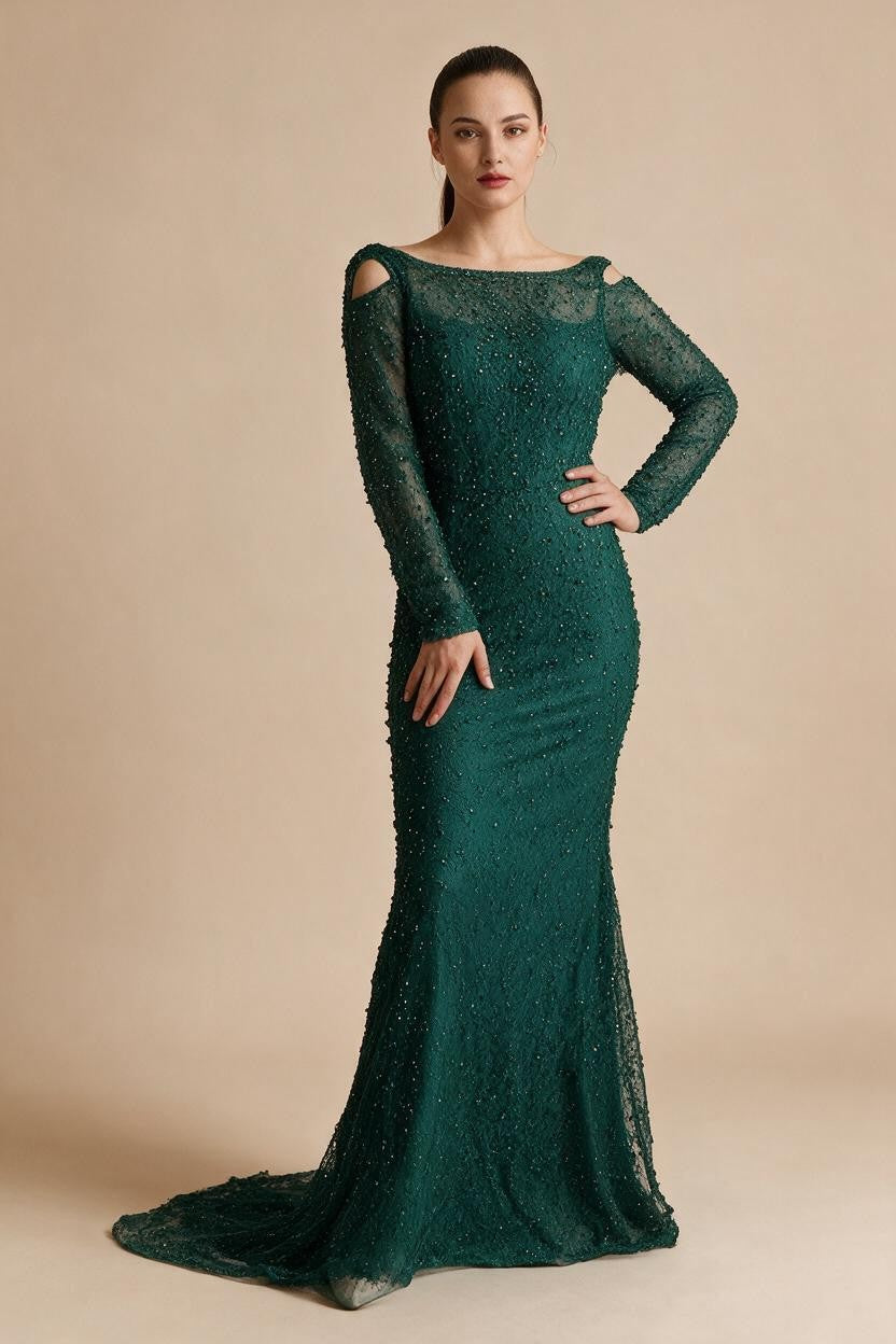 Zapdress Luxury Sage Green Mermaid Evening Dress with Cape 2026 Elegant Beaded Party Gowns for Women DLA73201 Customized (ZD17322)