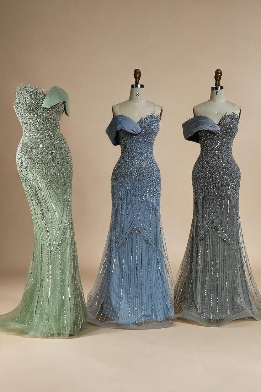 Zapdress 2025 Dubai Grey Mermaid One Shoulder Beaded Long Evening Dresses Gowns For Formal Occasion DLA72650 Customized (ZD17326)