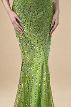 Elegant Dubai Sage Green Mermaid Evening Dress with Cape Sleeves Beaded Formal Gown Zapdress 2025 Customized DLA72160A (ZD17330)