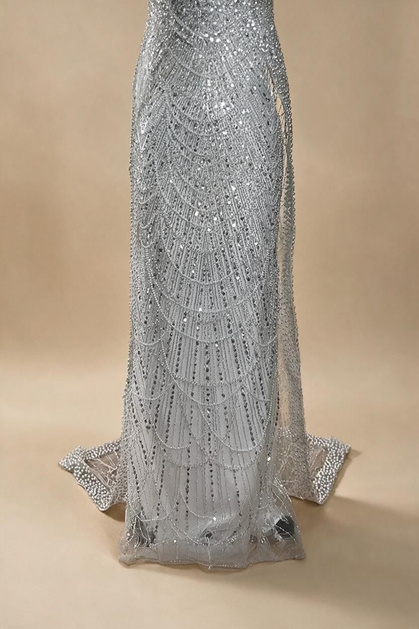 Elegant Dubai Sage Green Mermaid Evening Dress with Cape Sleeves Beaded Formal Gown Zapdress 2025 Customized DLA72160A (ZD17330)
