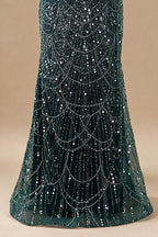 Elegant Dubai Sage Green Mermaid Evening Dress with Cape Sleeves Beaded Formal Gown Zapdress 2025 Customized DLA72160A (ZD17330)