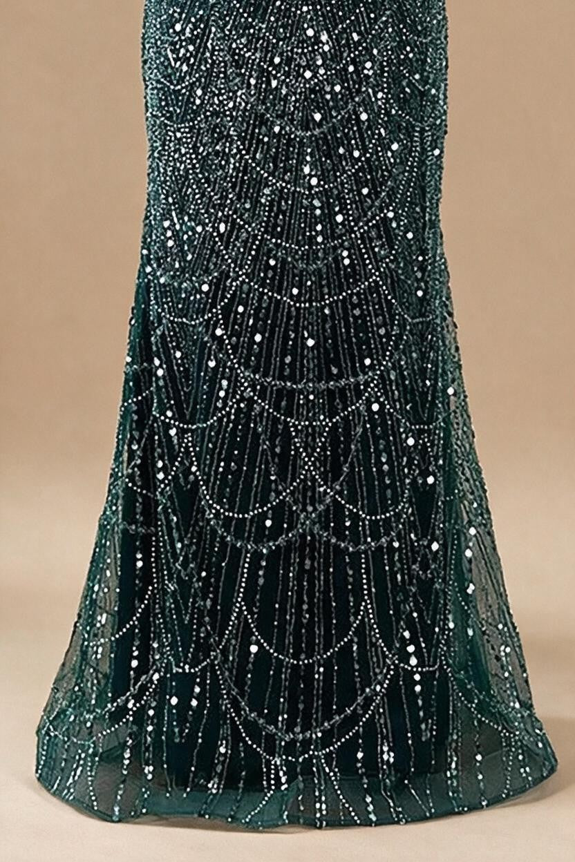 Elegant Dubai Sage Green Mermaid Evening Dress with Cape Sleeves Beaded Formal Gown Zapdress 2025 Customized DLA72160A (ZD17330)