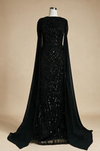 Elegant Dubai Sage Green Mermaid Evening Dress with Cape Sleeves Beaded Formal Gown Zapdress 2025 Customized DLA72160A (ZD17330)