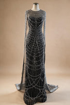 Elegant Dubai Sage Green Mermaid Evening Dress with Cape Sleeves Beaded Formal Gown Zapdress 2025 Customized DLA72160A (ZD17330)