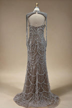 Zapdress Nude Strapless Mermaid Pearls Beaded Evening Gowns Luxury Party Dress with Tassel DLA72876 Customized (ZD17335)