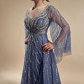 Zapdress Customized Blue A Line Beaded Evening Dresses Arabic Wedding Party Formal Gowns 2024 For Women DLA72099 rts (ZD17337)
