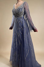 Zapdress Customized Blue A Line Beaded Evening Dresses Arabic Wedding Party Formal Gowns 2024 For Women DLA72099 rts (ZD17337)