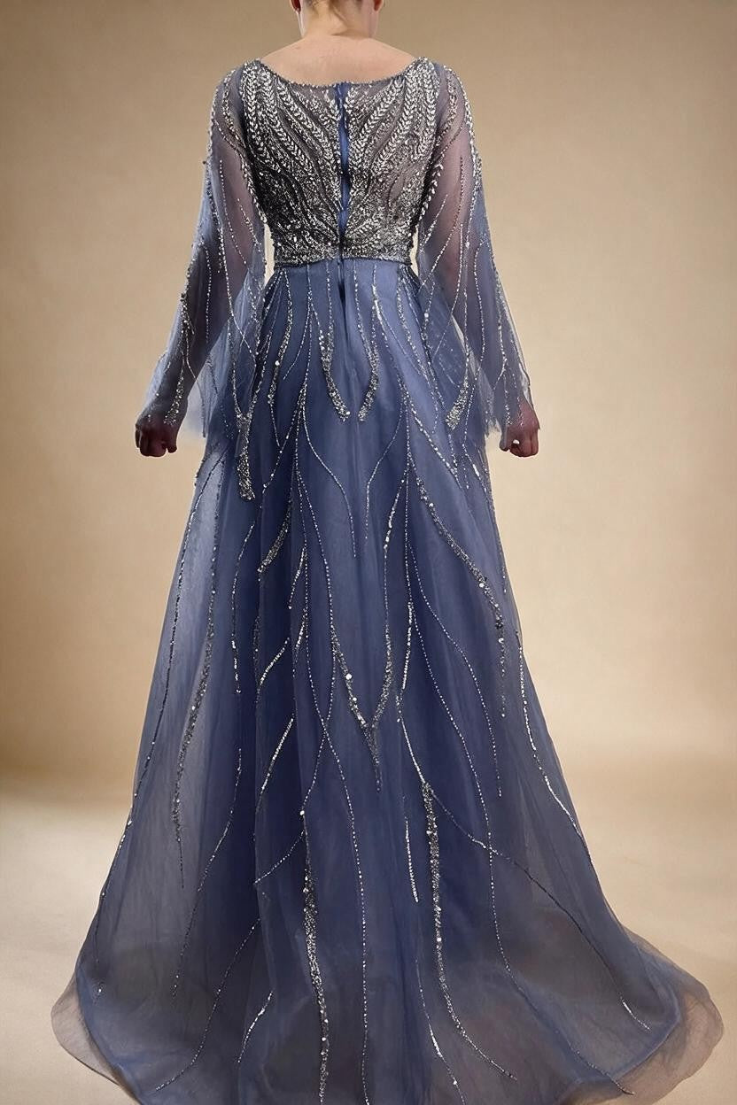 Zapdress Customized Blue A Line Beaded Evening Dresses Arabic Wedding Party Formal Gowns 2024 For Women DLA72099 rts (ZD17337)