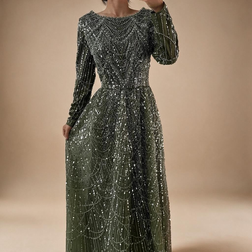 Zapdress Wine Red Long Sleeves Muslim A-line Evening Dress Pearls Beaded Party Gowns for Women Plus Size Customized DLA72738B (ZD17339)