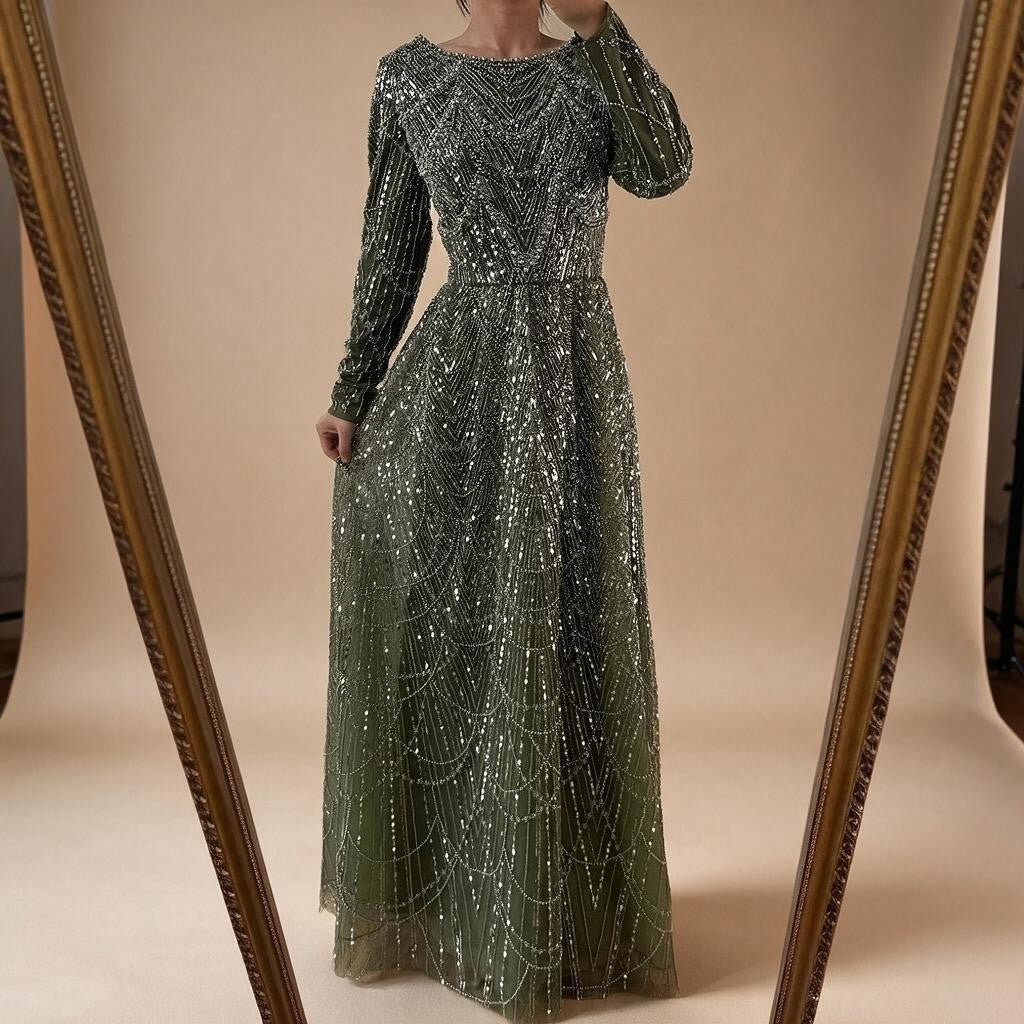 Zapdress Wine Red Long Sleeves Muslim A-line Evening Dress Pearls Beaded Party Gowns for Women Plus Size Customized DLA72738B (ZD17339)