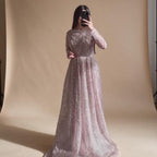 Zapdress Wine Red Long Sleeves Muslim A-line Evening Dress Pearls Beaded Party Gowns for Women Plus Size Customized DLA72738B (ZD17339)