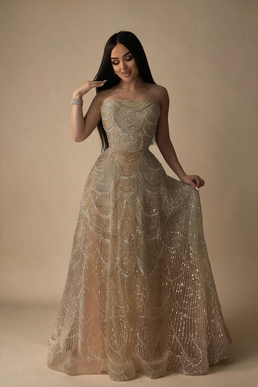 Zapdress Customized Nude Prom Dress Spaghetti Strap Lace-up Back Evening Gown Crystal Beaded Party Gwons for Women DLA72983A (ZD17352)
