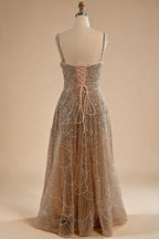 Zapdress Customized Nude Prom Dress Spaghetti Strap Lace-up Back Evening Gown Crystal Beaded Party Gwons for Women DLA72983A (ZD17352)