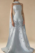 Zapdress Baby Blue Satin Mermaid Dubai Evening Dress Appliques Formal Party Gowns for Women DLA72483A Customized (ZD17354)