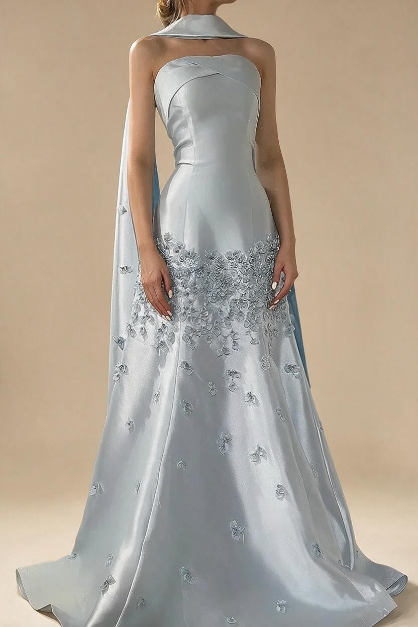 Zapdress Baby Blue Satin Mermaid Dubai Evening Dress Appliques Formal Party Gowns for Women DLA72483A Customized (ZD17354)