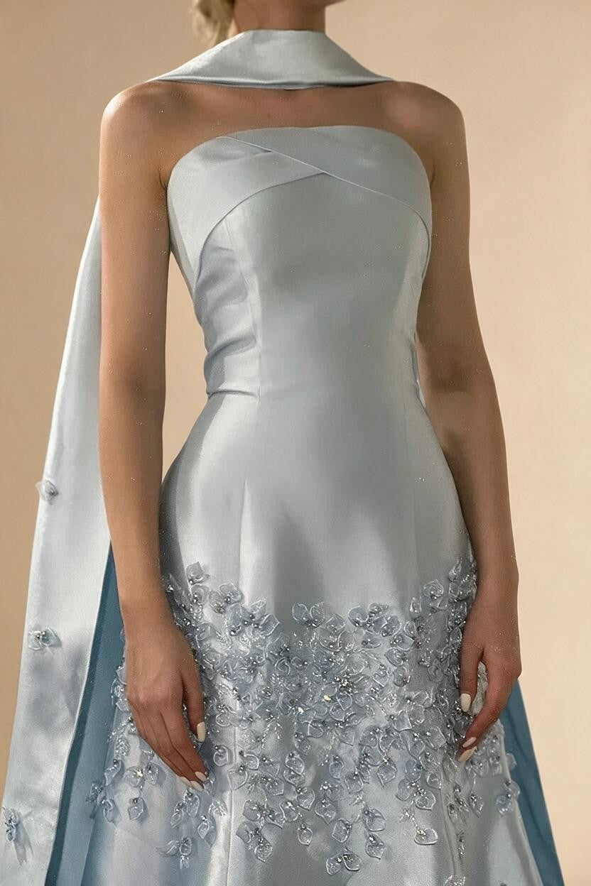 Zapdress Baby Blue Satin Mermaid Dubai Evening Dress Appliques Formal Party Gowns for Women DLA72483A Customized (ZD17354)