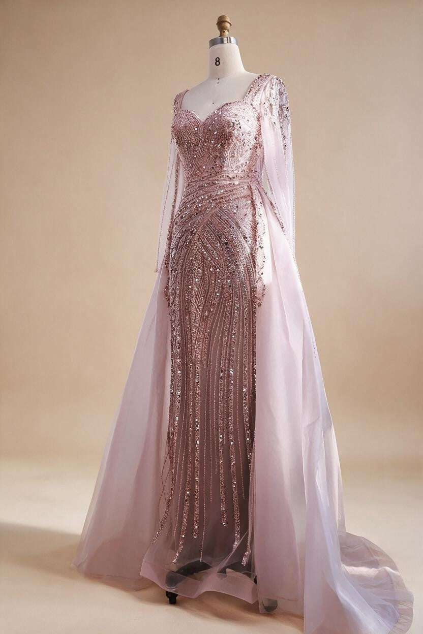 Zapdress Black Long Sleeves Luxury Beaded Evening Dress Overskirt Formal Party Gowns for Women DLA73198 Customized (ZD17358)