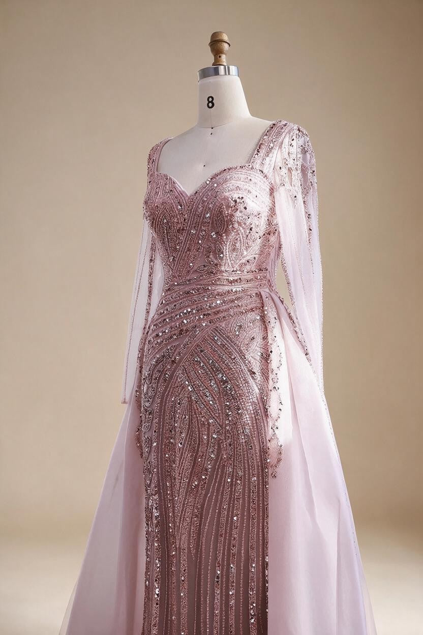 Zapdress Black Long Sleeves Luxury Beaded Evening Dress Overskirt Formal Party Gowns for Women DLA73198 Customized (ZD17358)