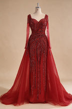Zapdress Black Long Sleeves Luxury Beaded Evening Dress Overskirt Formal Party Gowns for Women DLA73198 Customized (ZD17358)