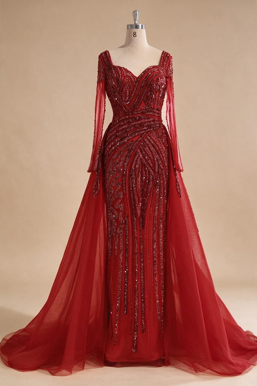 Zapdress Black Long Sleeves Luxury Beaded Evening Dress Overskirt Formal Party Gowns for Women DLA73198 Customized (ZD17358)
