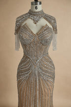 Zapdress Customized Gold Mermaid Evening Dress 2026 Luxury Beaded Party Gowns for Women DLA73142A (ZD17363)